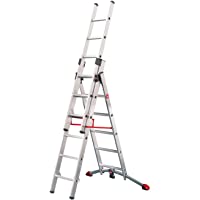Hailo ProfiLOT.3 - Escalera industrial 3 tramos de aluminio con estabilizador curvo LOT-SYSTEM (3 x 6 peldaños)